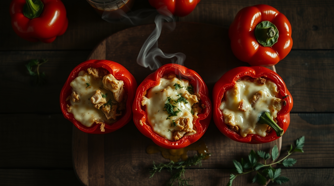 Almoço Low Carb: Pimentões Recheados com Peru